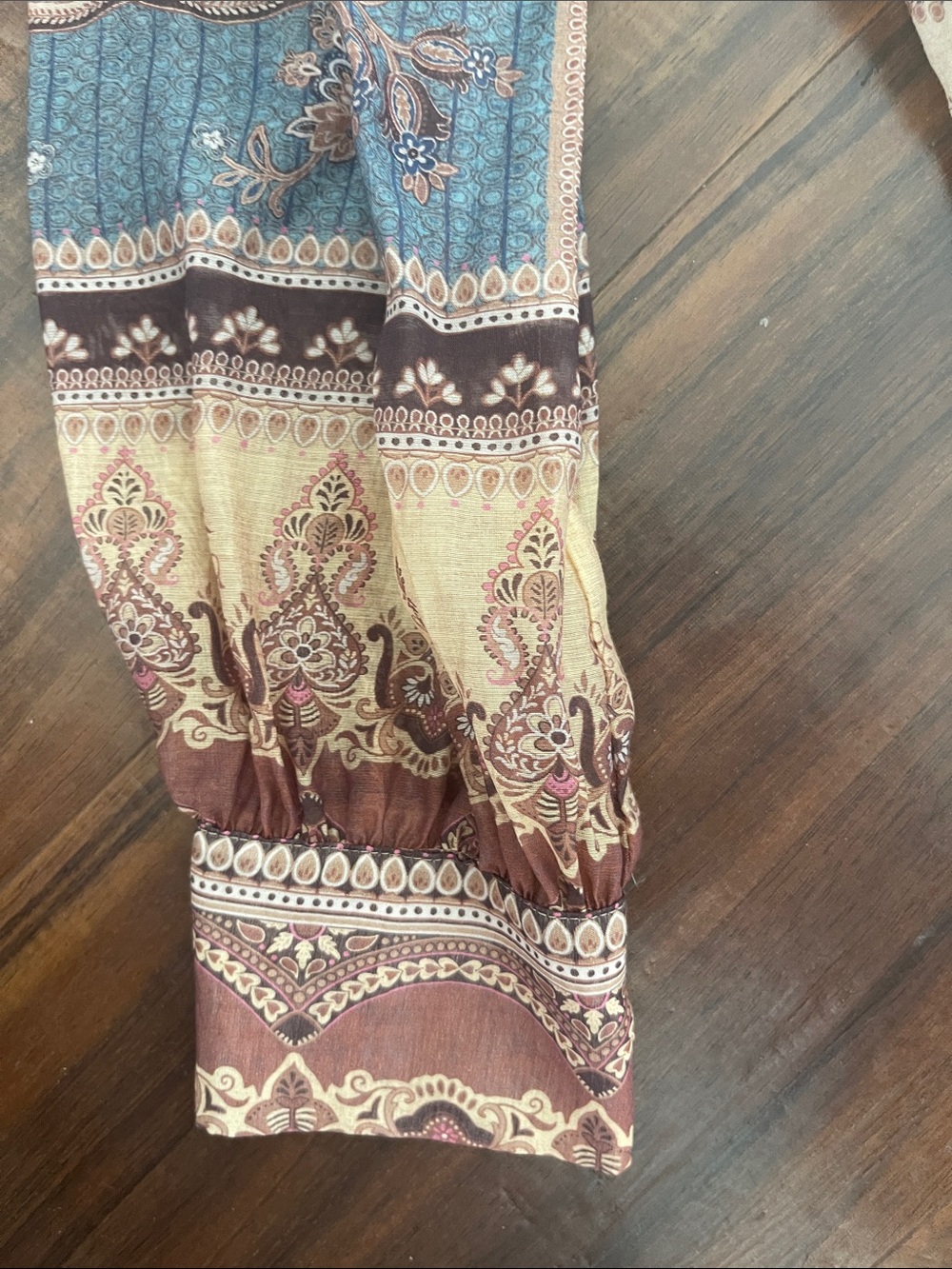 New Elie Tahari Teal, Cream & Brown Printed Button down Blouse Shirt - Picture 6 of 12